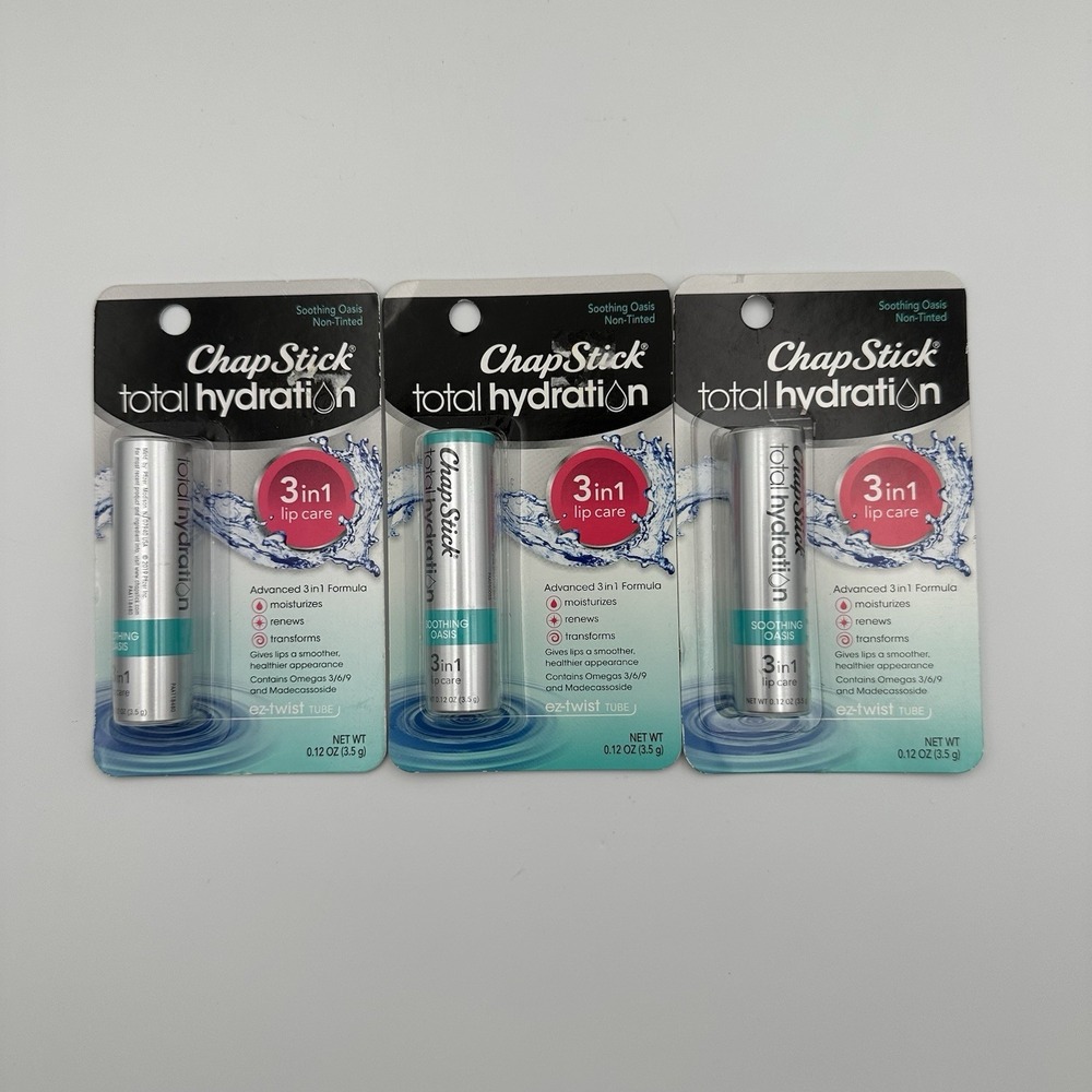 (3) Chapstick Total Hydration SOOTHING OASIS 3 In 1 Lip Care